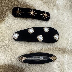 Elegant Black and Gold Hair Clip Set